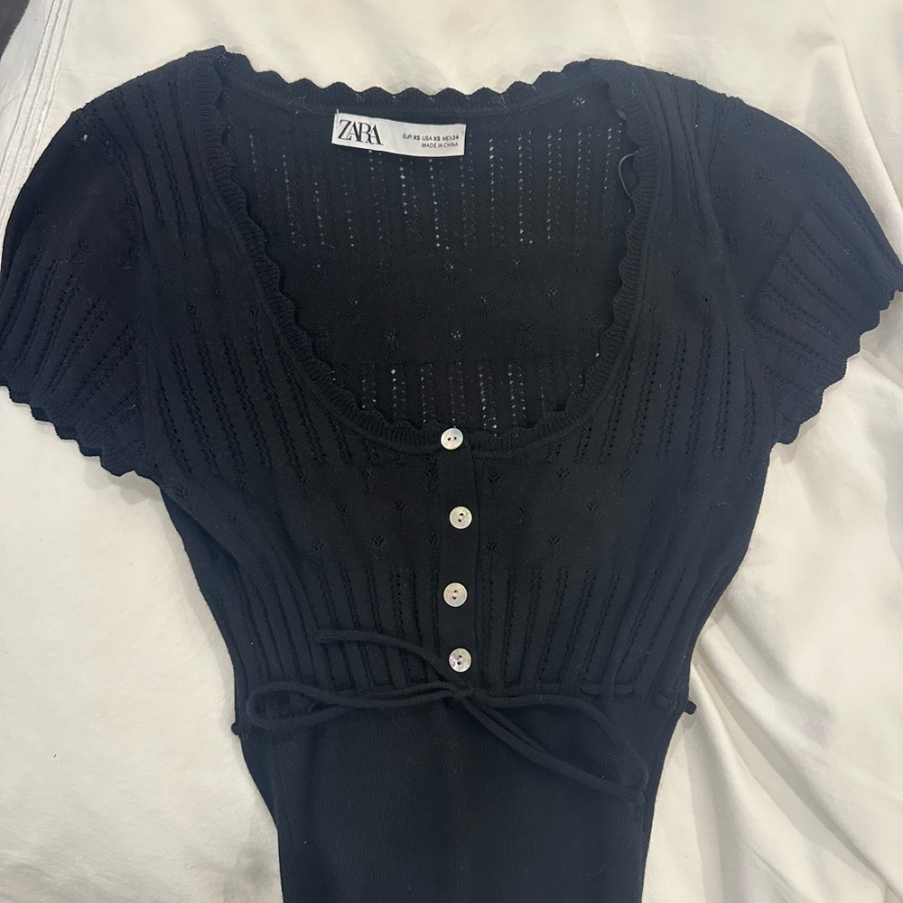 Zara Black Ribbed Women's Top